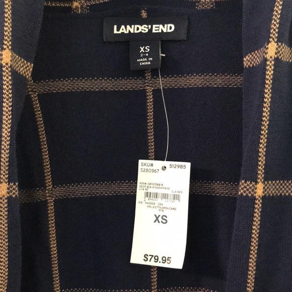 🌸 Cardigan Femme Lands' End – Long, Volants Devant, Ouvert – Taille XS (2-4) – Neuf Avec étiquette